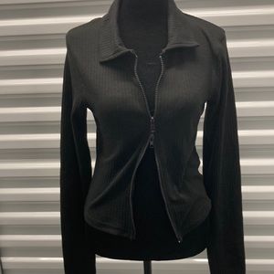 Pretty Little Things Zip up Black Top size 12 EUC